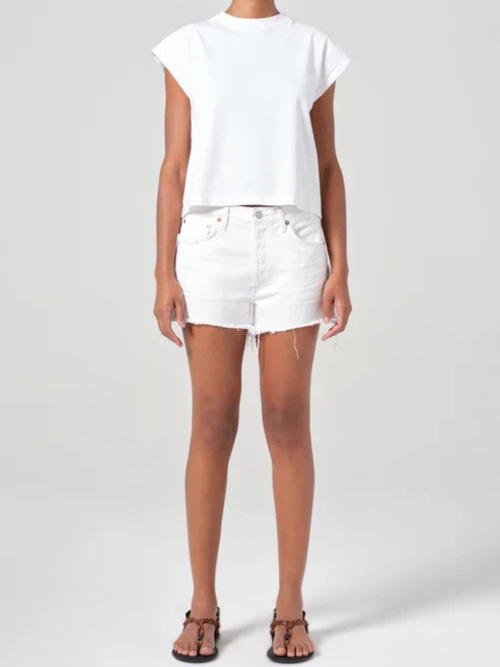 Agolde White Denim Cutoff Shorts